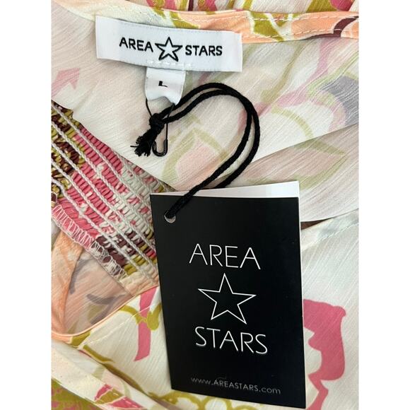 NWT Area Stars Floral Neutral Colors Cropped Sleeveless V-neck Tank Top Size L - Picture 6 of 8